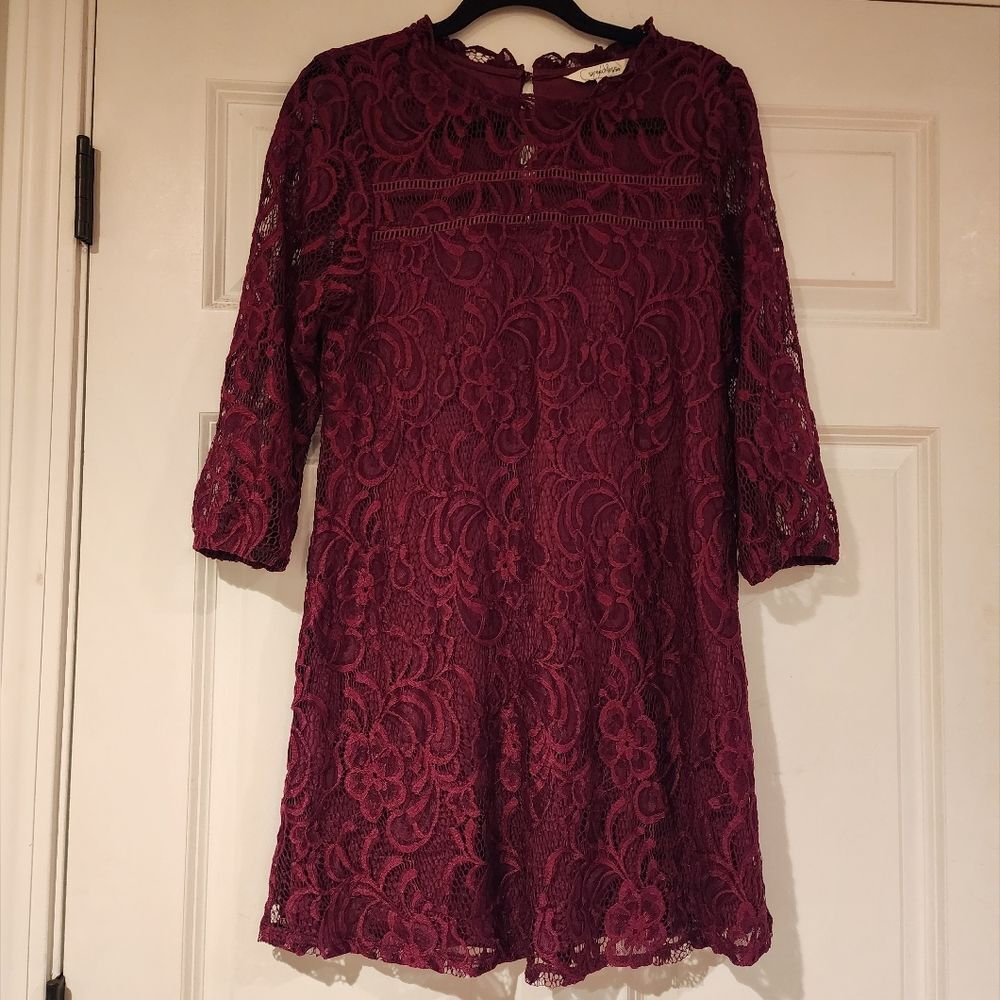 Speechless Burgundy Lace Mini Dress